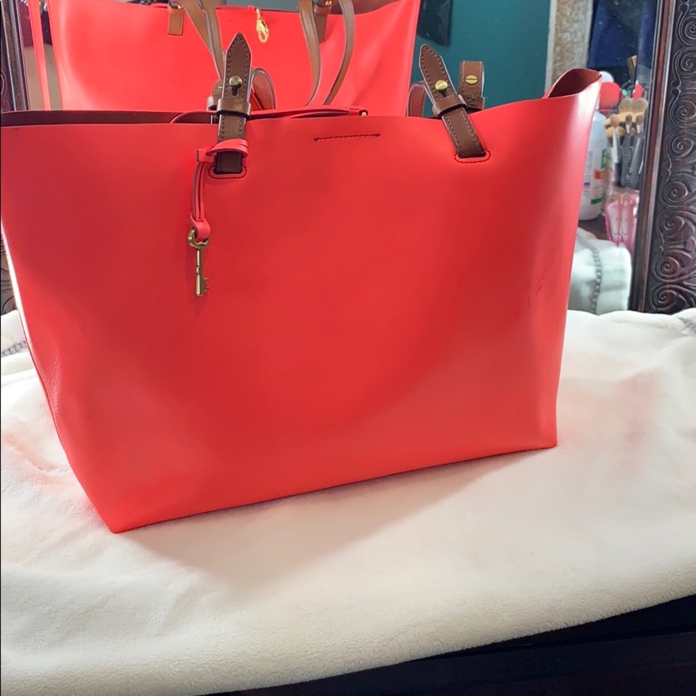 Neon pink fossil bag